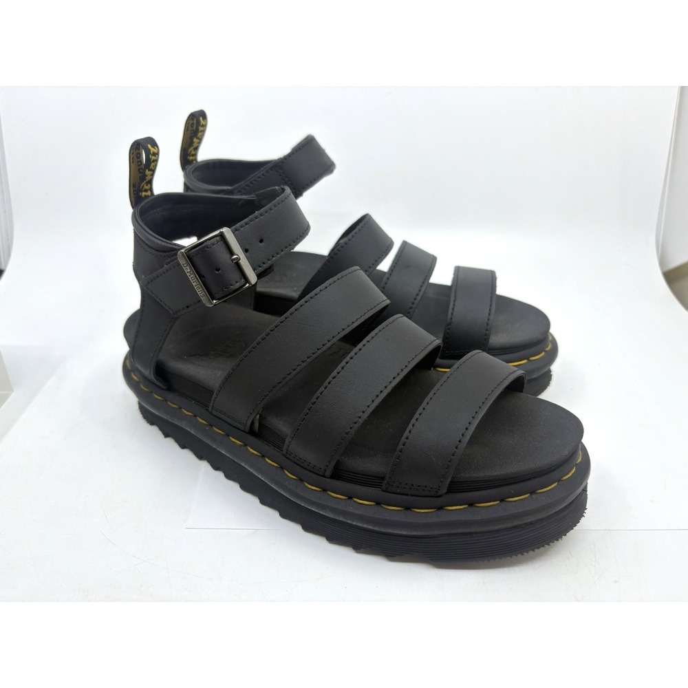 Dr Martens Blaire Women Size 8 Black Leather Sandal Gladiator Platform